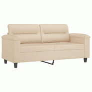 VidaXL Canapé à 2 places Crème 140 cm Tissu microfibre Modèle Fervessal - 359565