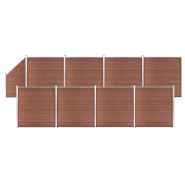 Vidaxl ensemble de clôture wpc 8 carré + 1 incliné 1484x186 cm marron 3053222