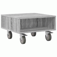 VidaXL Table d'appoint avec roues Gris Sonoma 50,5 x 50 x 30 cm Modèle Flex Panorama Design - 891029