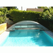 Abri piscine bas Elitys Basci - télescopique, manuel, aluminium - accès coulissant et dimensions sur mesure_1