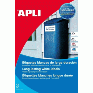 Apli 015089 Lot de 240 Etiquettes polyester laser/copieur 99,1 x 42,3 mm Blanc - 8410782150893
