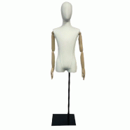Buste Couture Homme Écru Tête Abstraite Bras Articulés Socle Métal Noir