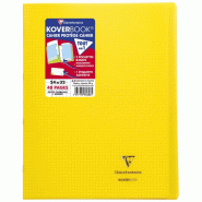 Clairefontaine Lot de 10 Cahier Kover Book 24x32, 48p./24 feuilles 90 g/m² piquées, couv. Transparente jaune, quadrillé 5x5 + marge - 3037929846065