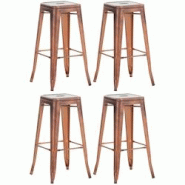 CLP Lot de 4 tabourets de bar  en métal empilables Joshua Cuivre - marron métal 312748 CLP Lot de 4 tabourets de bar  en métal empilables Joshua Cuivre - marron métal 312748