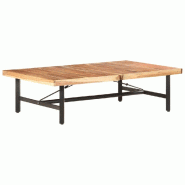 Décoshop26 - Table basse de salon design tropical industriel 142 x 90 x 42 cm bois d'acacia massif et fer DEC037027 - Bois massif 3000263056124
