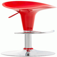 Décoshop26 - Tabouret de bar chaise haute x1 hauteur réglable style contemporain – assise plastique rouge brillant 10_0006059 - rouge 3000265368119