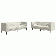 Ensemble de canapé Chesterfield et traversins 2pcs velours Modèle Kermonel - 8721012289895