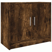 Helloshop26 - Armoire de lavabo moderne avec rangement 63 x 29 x 55 cm finition mate en bois d'ingénierie chêne fumé 02_0049524 - Bois massif 30002