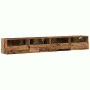 Helloshop26 - Lot de 2 meubles TV muraux modernes avec étagères 100 x 30 x 30 cm en bois d'ingénierie bois ancien 02_0051828 - Bois massif 30002371