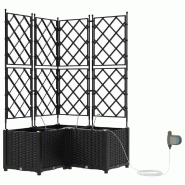 Helloshop26 - Lot de 3 cache-pots de jardin avec système d'irrigation moderne épuré 80 x 80 x 142 cm en acier noir 02_0058552 - noir acier 30002406