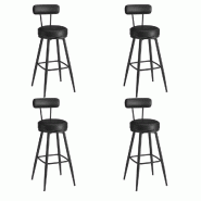 Helloshop26 - Tabouret de bar lot de 4 design chaise de cuisine siège rembourré PU avec coutures style moderne pour cuisine bar noir 12_0005373 - 30