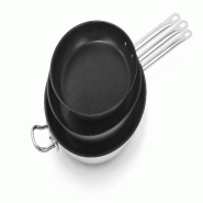 METRO PROFESSIONAL Set de poêles à frire, acier inoxydable, Ø 24/28/32 cm, revêtement antiadhésif, induction, résistant au four - argenté inox