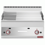 Plaque de cuisson gaz 2/3 lisse - 1/3 rainurée -top- chrome dur &qu... - PG65/PMCD7T-N