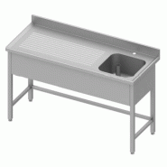 Plonge inox adossée renforcé avec 1 bac à droitesans étagère 1600x7... - P934427160