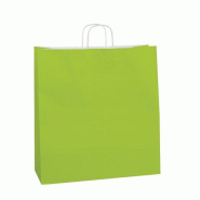 Sac kraft vert anis 45x15x49cm - poignées torsadées - par 50 - robuste et tendance