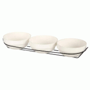 San Ignacio VESSIA - Ensemble de 3 bols ronds en porcelaine 350ml avec support - blanc porcelaine SANR474