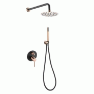 STELLAMEUBLES Ensemble de douche monocommande encastré Milos Noir / Or Rosé - 8435668013307