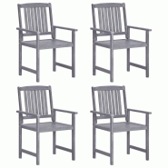 VidaXL Chaises De Jardin Lot De 4 Bois Massif D Acacia Gris - gris 311875