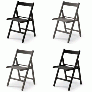Yelloo - Chaises LIBRO KIT 4 pièces colorées (2 grises 2 noires) pliables Pliables Gain de place Bois de hêtre massif - multicolore Bois massif 956