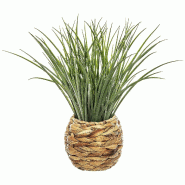 Atmosphera - Pot décoratif tressé avec plante artificielle Ø50x48,5cm - vert JJ100