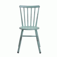 Emh Chaise professionnelle vintage à barreaux empilable – aluminium bleu vieilli – style rétro - aluminium CHAISBARREAUALUBLV