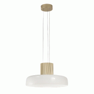 Fabas Luce Suspension Led Lunar 26 W 3150 Lm Cct 2700 K/3000 K/4000 K, Structure En Métal Et Verre Soufflé, Intensité Variable Par Paliers, Blanc -