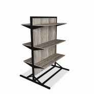 Gondole double face L92xP82xH145cm Heritage Noir mat - tube 30x30mm - bois