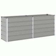Helloshop26 - Jardinière rectangulaire moderne polyvalente usage extérieur 195 x 50 x 77 cm en acier galvanisé gris clair 02_0059199 - gris acier 3