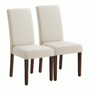 Helloshop26 - Lot de 2 chaises de salle à manger chaises cuisine dossier haut pour cuisine assise épaisse 58 x 48 x 100 cm beige 12_0008026 - 300022