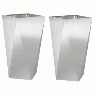 Helloshop26 - Lot de 2 jardinières modernes 40 x 40 x 75 cm pour extérieur jardin terrasse en acier inoxydable argent 02_0053029 - inox 3000237716603