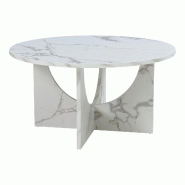 Helloshop26 - Table basse console d'appoint 80 x 42 cm effet marbre blanc 03_0010845 - 3000225440190