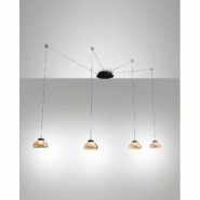 Lustre Suspendu Arabella Led En Métal Et Verre Soufflé Ambré 3547-49-125 Fabas Luce - noir 8019282510550