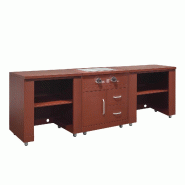 Oviala Business Oviala Cuisine extérieure 3 éléments avec gazinière en acier 96 x 259 x 66 cm brique - marron acier 115304