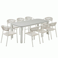 Oviala Business Table de jardin aluminium 213x90 cm et 8 chaises textilène beige - beige aluminium 115790