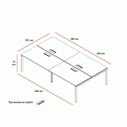 Table de réunion rectangulaire Ogi U - MDD - Oui, Blanc Pastel, Blanc 9010, 320_0