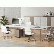 Table de réunion en bois design qualité - Alplus - 280x120 cm - Plateau bois blanc, taupe, chêne, noyer, noir - Piètement en acier - Garantie 5 ans