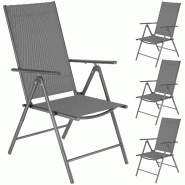 TecTake GmbH tectake Chaises de jardin pliantes avec dossier réglable, en tissu maillé - Lot de 4 gris anthracite - noir acier 406694 TecTake GmbH tectake Chaises de jardin pliantes avec dossier réglable, en tissu maillé - Lot de 4 gris anthracite - noir acier 406694
