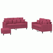 VidaXL Ensemble de canapés 3 pcs avec coussins Rouge bordeaux Velours Modèle Sirius Classique - 3201714