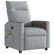 VidaXL Fauteuil de massage inclinable Gris clair Tissu Modèle Dervelle - 8721158657763