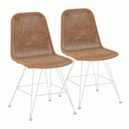 VS Venta-stock Pack de 2 chaises de salle à manger ou de jardin Beth Ratan/Blanc - blanc métal I24075