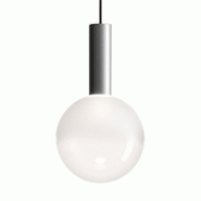 Zafferano Suspension Sfera en aluminium, diffuseur en verre borosilicaté soufflé LED TRIAC 8W 3000K Diamètre 18 cm, transparent sablé - gris 80589