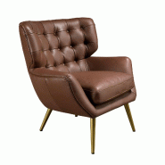 AC ANGEL CERDA Angel Cerdá Fauteuil Chester cuir marron foncé 5165C 85 x 84 x 85 - marron fourrure 8435631035145