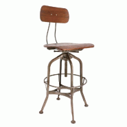 Chaise de bar d'intérieur Cardiff en bois et métal, ht. Assise réglable - par 2