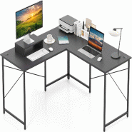 COSTWAY Bureau en L, d'Angle Réversible, avec Passages de Câbles et Support Amovible pour CPU/Moniteur - gris Bois manufacturé ON32913SD