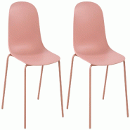 Décoshop26 - Lot de 2 chaises de jardin empilable en plastique rose et cadre robuste à quatre pieds en acier 10_0007637 - acier 3000266222670 Décoshop26 - Lot de 2 chaises de jardin empilable en plastique rose et cadre robuste à quatre pieds en acier 10_0007637 - acier 3000266222670