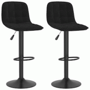 Décoshop26 - Lot de 2 tabourets de bar chaises hautes en velours noir coutures carrées et acier noir DEC029828 - noir 3000257579851 Décoshop26 - Lot de 2 tabourets de bar chaises hautes en velours noir coutures carrées et acier noir DEC029828 - noir 3000257579851