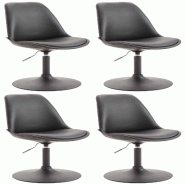 Décoshop26 - Lot de 4 chaises de salle à manger pivotante hauteur réglable en plastique noir et pied trompette métal noir 10_0001805 - noir métal