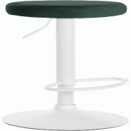 Décoshop26 - Tabouret de bar x1 design simple hauteur réglable revêtement en velours vert pieds en métal blanc 10_0005358 - blanc métal 3000252601717