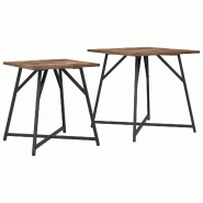 Ensemble de tables d'appoint 2 pcs Chêne fumé et noir Modèle Aero Ligne Pro - 869728