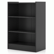 Helloshop26 - Bibliothèque à 3 Niveaux 50 x 30 x 75 cm fonction de rangement ajustable design moderne en bois d'ingénierie noir 20_0021116 - 300023